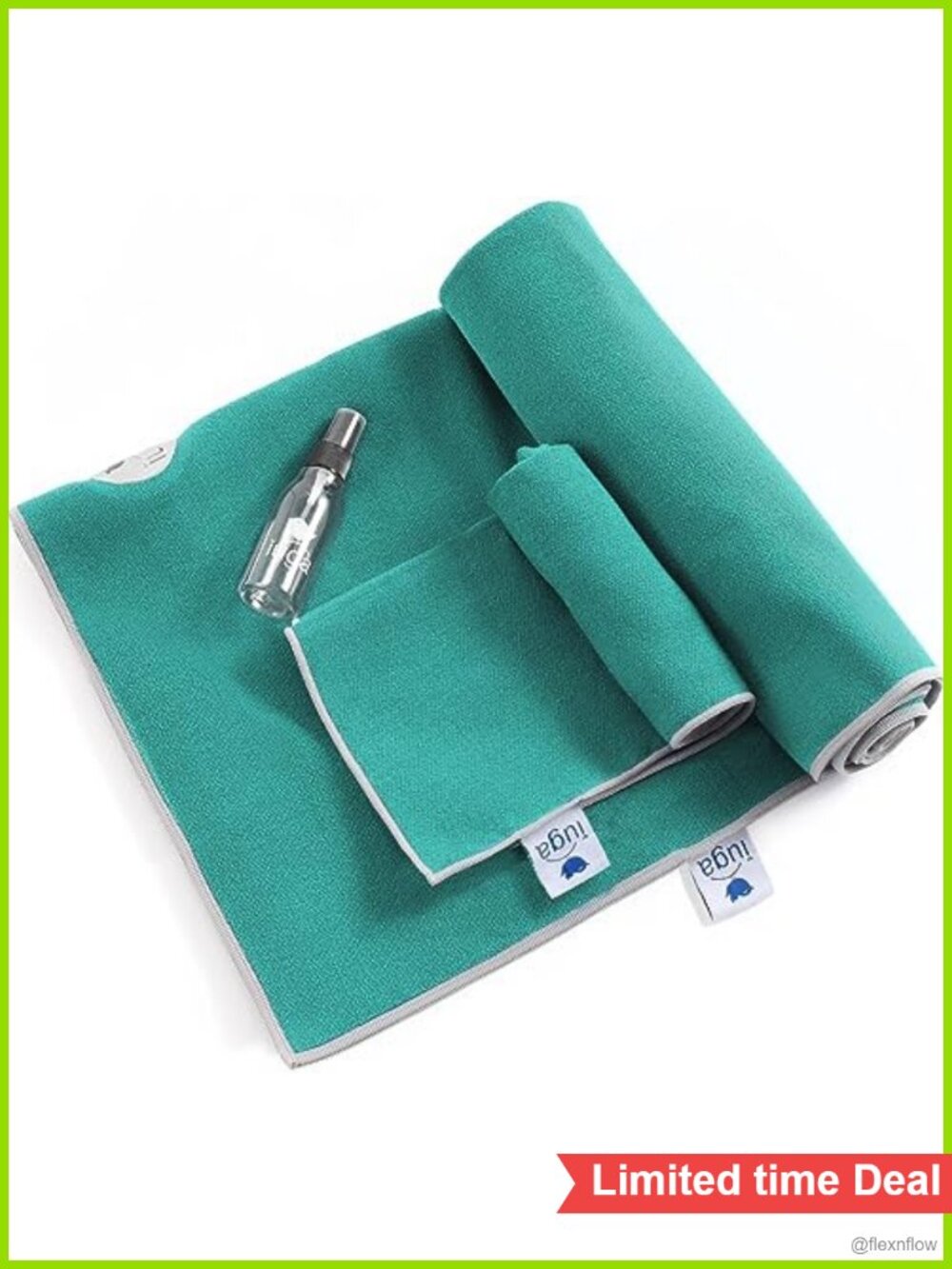 Microfiber Yoga Towel Non Slip Extra Thick with Corner Pockets Quick Dry 2in1